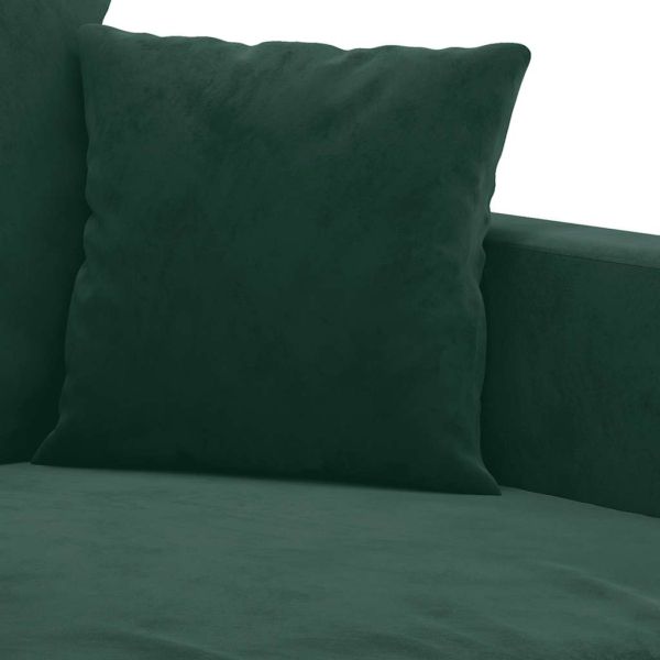 Комплект дивани от 3 части с възглавници, тъмнозелен, кадифе