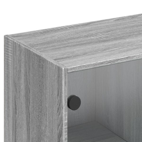 Библиотека с врати сив сонома 136x37x142 см инженерно дърво