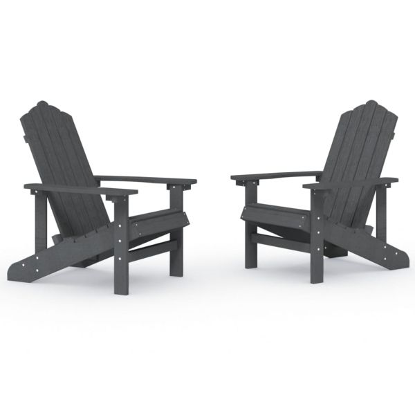 Градински столове "Адирондак", 2 бр, HDPE, антрацит