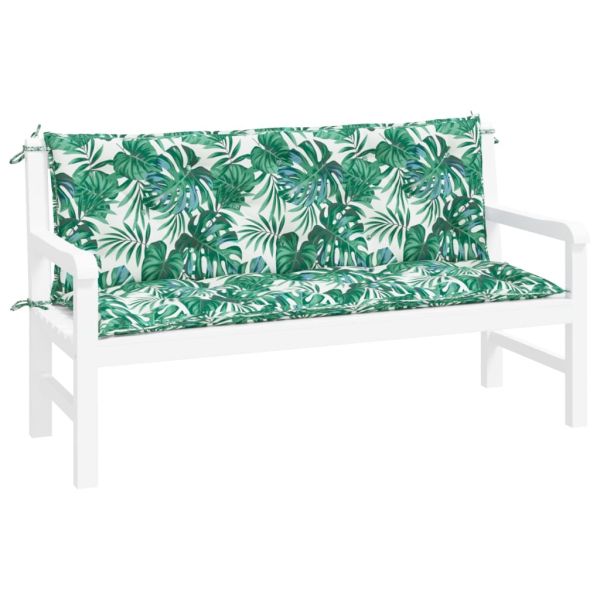Възглавници за градински пейки 2 бр с листа 150x50x7 см плат