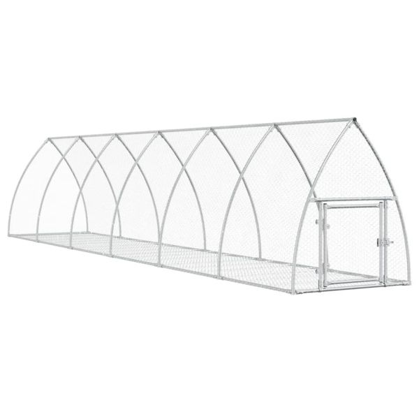 Клетка за зайци сребриста 105x600x120 см поцинкована стомана