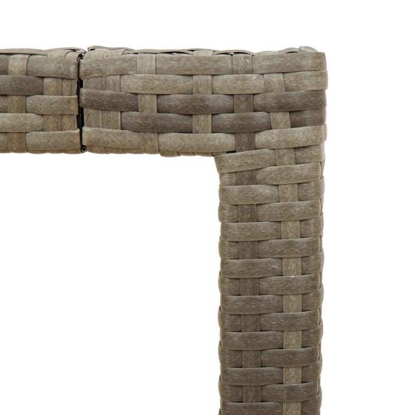 Градинска маса със стъклен плот сива 90x90x75 см полиратан