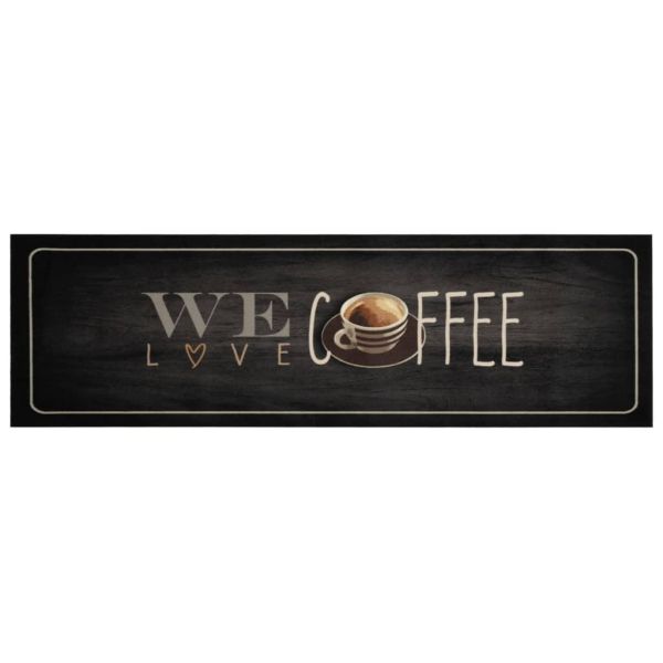 Кухненско килимче, миещо, текст Coffee, 45x150 см, кадифе