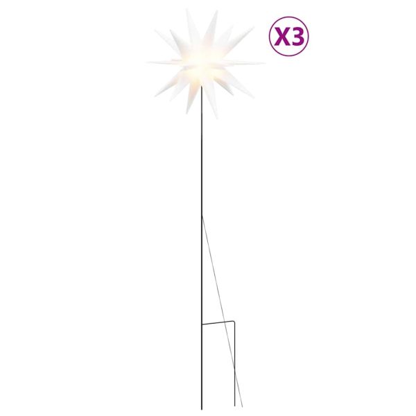 Коледни лампи с шипове, 3 бр, LED, сгъваеми,бяла, 35 см