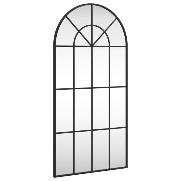 Стенно огледало, черно, 50x100 см, арка, желязо