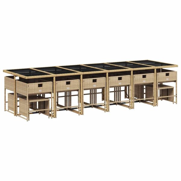 Градински комплект с възглавници 17 части бежов полиратан