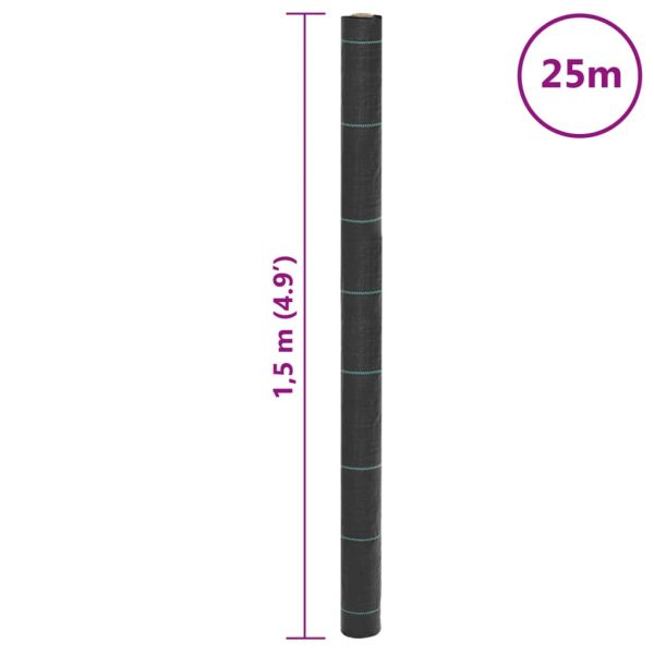 Мембрана против плевели, черна, 1,5x25 м, PP