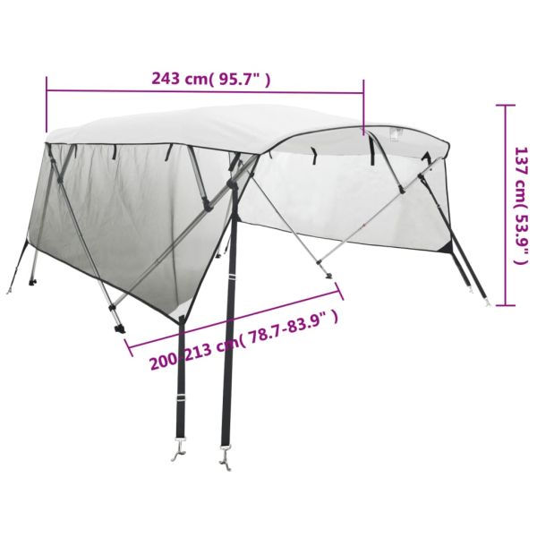 Тента за лодка с 4 дъги мрежести страници 243x(200-213)x137 см