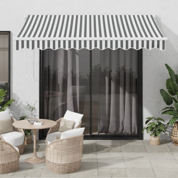 Прибираща се тента, антрацит и бяло, 3x2,5 м, плат и алуминий