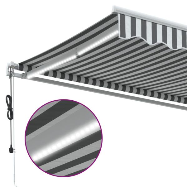 Автоматично прибираща се тента с LED антрацит и бял 350x250 см
