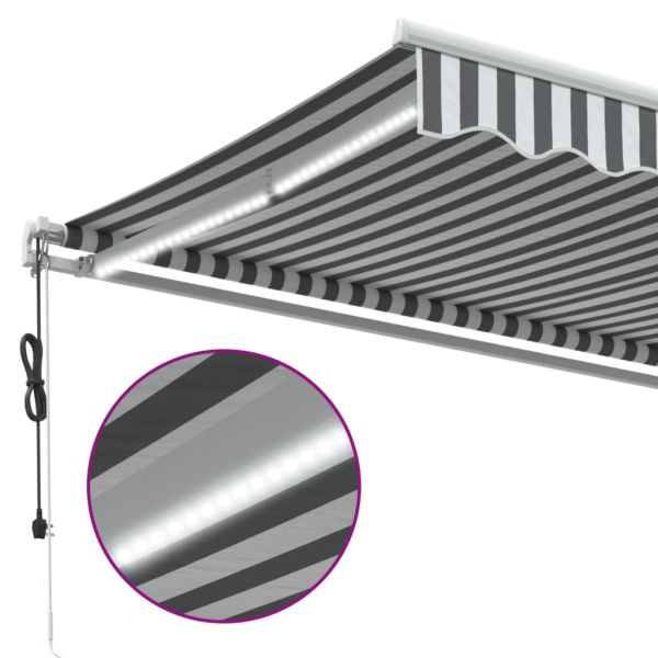 Автоматично прибираща се тента с LED антрацит и бял 600x350 см