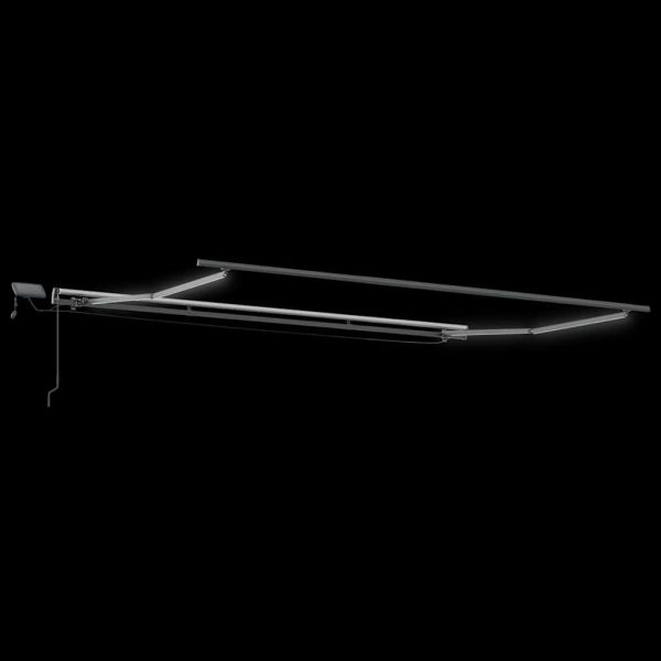 Ръчно прибираща се тента с LED, кафяв, 500x300 см