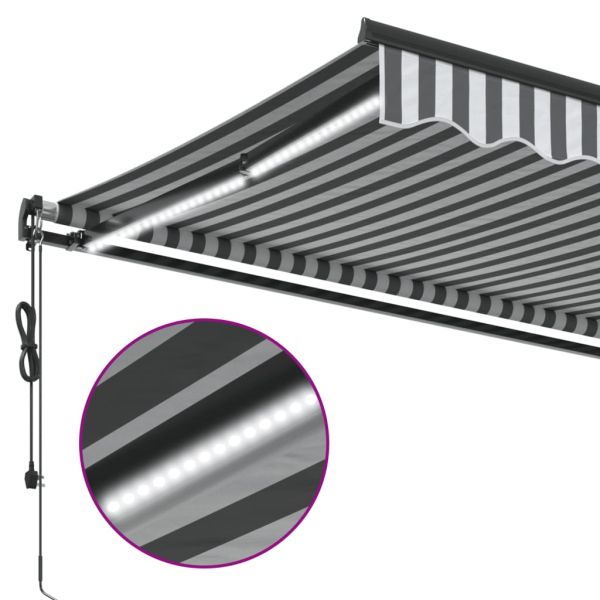 Автоматично прибираща се тента с LED антрацит и бял 350x250 см
