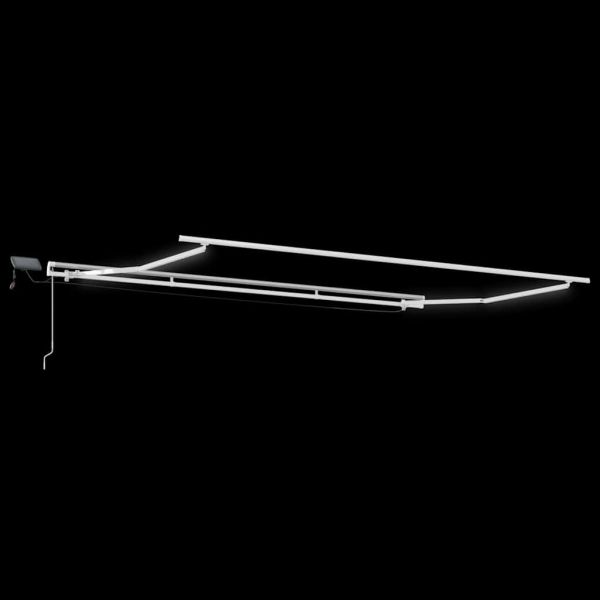 Ръчно прибираща се тента с LED, кафяв, 500x300 см