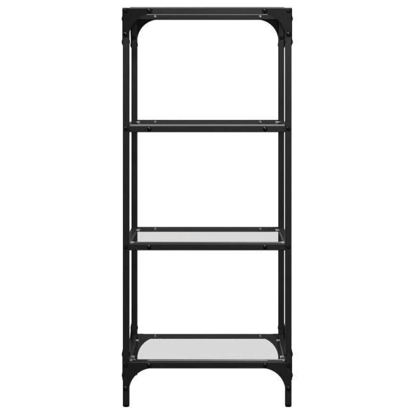 Стелаж с прозрачен стъклен плот 40x30x95 см стомана
