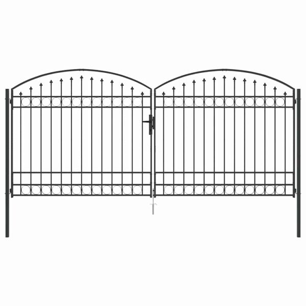 Врата за ограда ASSEN 401 x 224,5 см Стомана Сив С ключалка