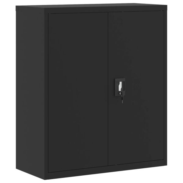 Шкаф за папки черен 90x40x105 см стомана