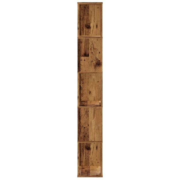 Библиотека 5 рафта старо дърво 45x23,5x162,5 см инженерно дърво