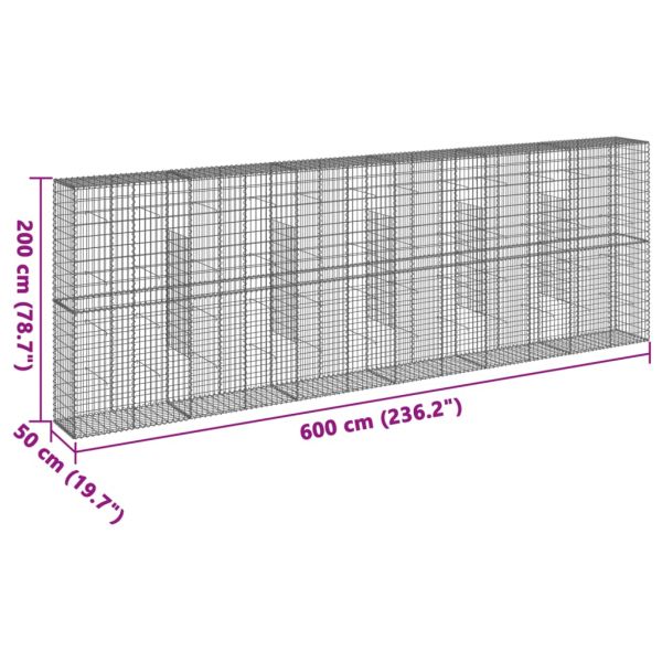 Габионна кошница с покритие, 600x50x200 см, поцинковано желязо