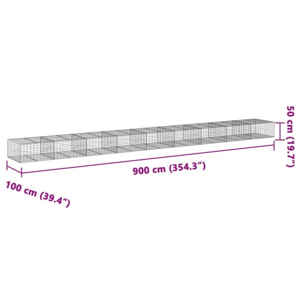 Габионна кошница с покритие, 900x100x50 см, поцинковано желязо