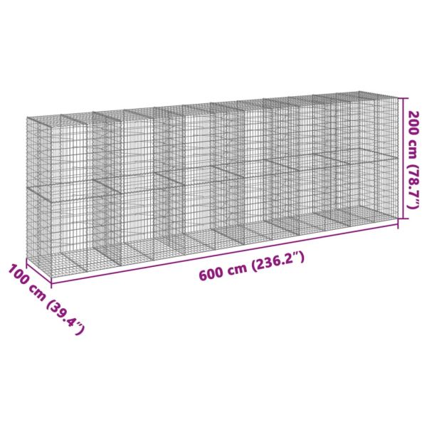 Габионна кошница с покритие, 600x100x200 см, поцинковано желязо