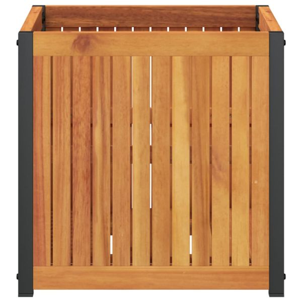 Градинска кашпа 45x45x44 см масивна акация и стомана