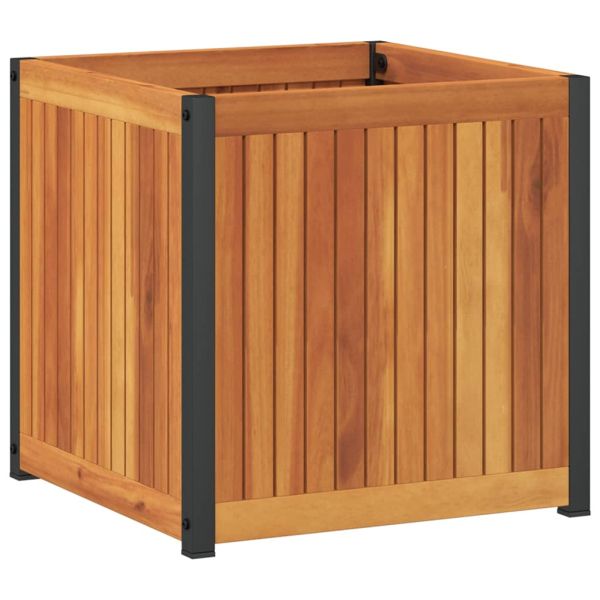 Градинска кашпа 45x45x44 см масивна акация и стомана