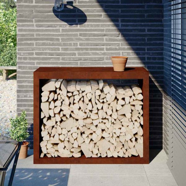 Стойка за дърва за огрев 100x40x80 cm Патинираща стомана