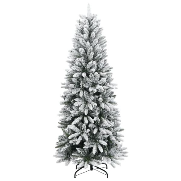 Изкуствена коледна елха, 150 LED и флокиран сняг, 150 см