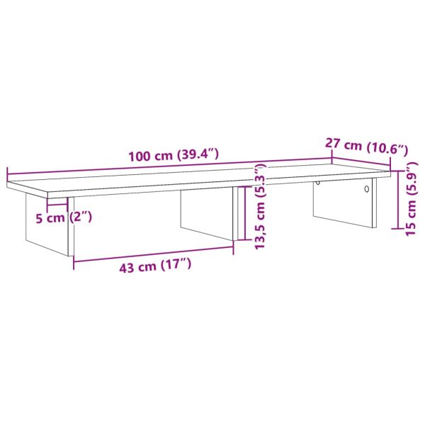 Поставка за монитор, старо дърво, 100x27x15 см, инженерно дърво