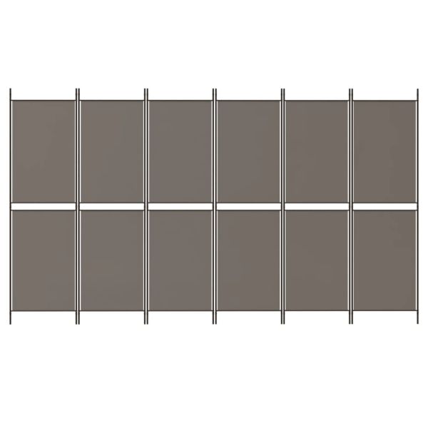 Параван за стая, 6 панела, антрацит, 300x220 cм, текстил
