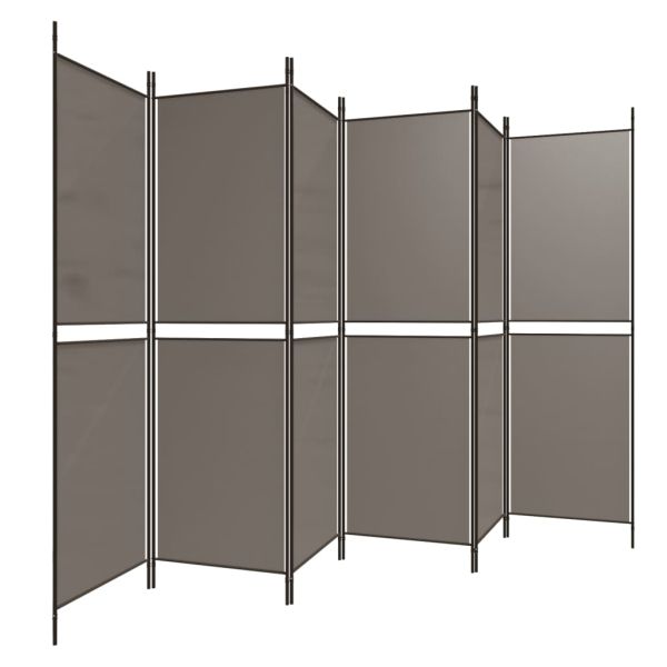 Параван за стая, 6 панела, антрацит, 300x220 cм, текстил