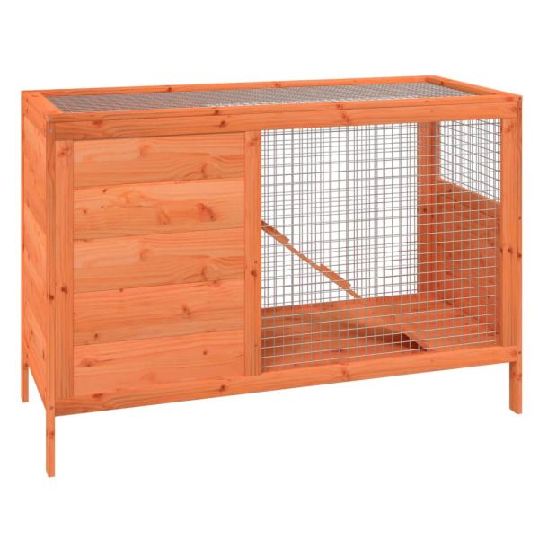 Клетка за зайци кафява 103x44x69,5 см борово дърво масив