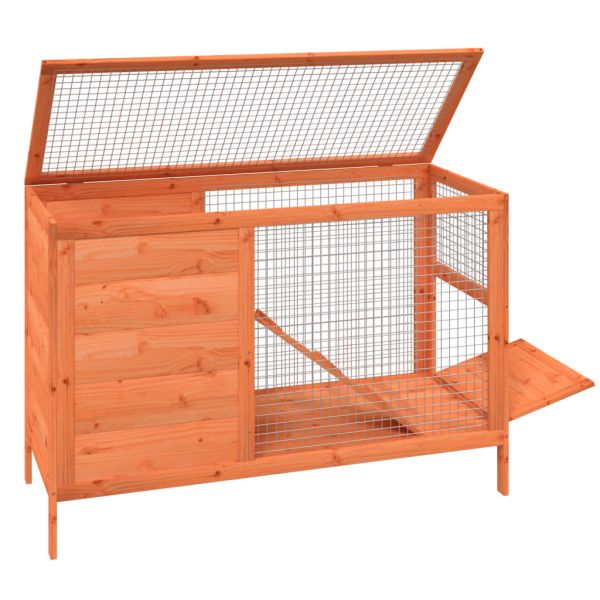 Клетка за зайци кафява 103x44x69,5 см борово дърво масив