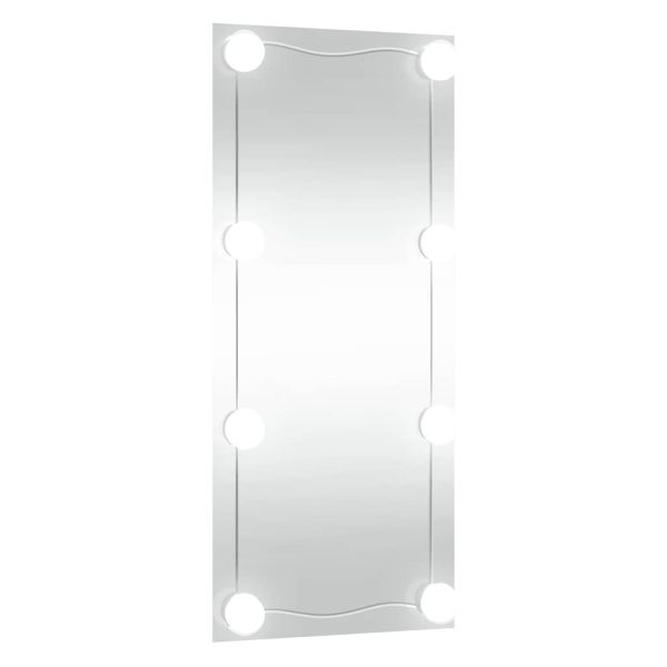 Стенно огледало с LED лампи 40x80 см стъкло правоъгълно