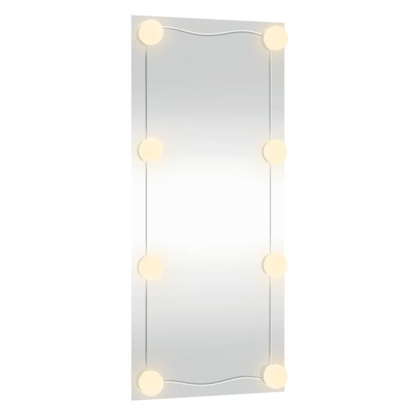 Стенно огледало с LED лампи 40x80 см стъкло правоъгълно