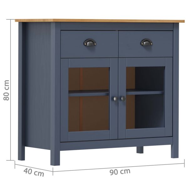 Сайдборд Hill сив 90x40x80 см борово дърво масив