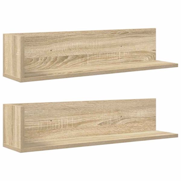 Стенни рафтове 2 бр сонома дъб 75x16,5x16,5 см инженерно дърво