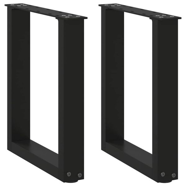Крака за масичка за кафе, U-образни, 2 бр., черни, 38 x (42-43) см, стомана