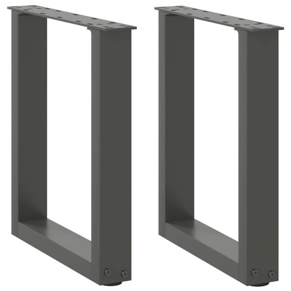 Крака за масичка за кафе, U-образни, 2 бр., антрацит, 28 x (42-43) см, стомана