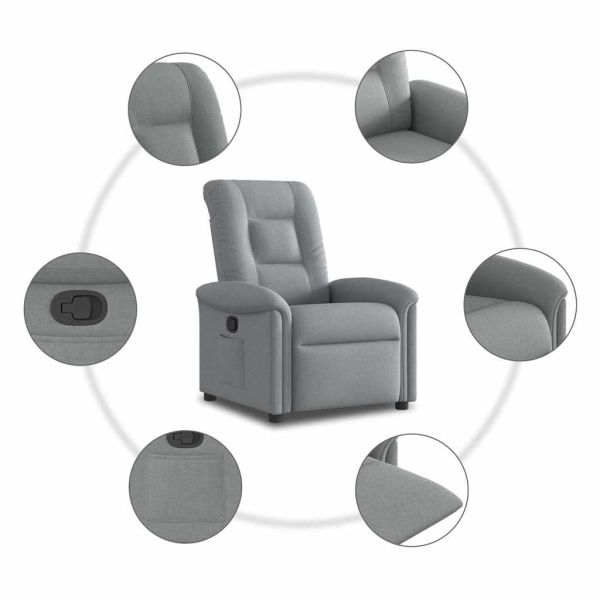Реклайнер стол, светлосив, текстил