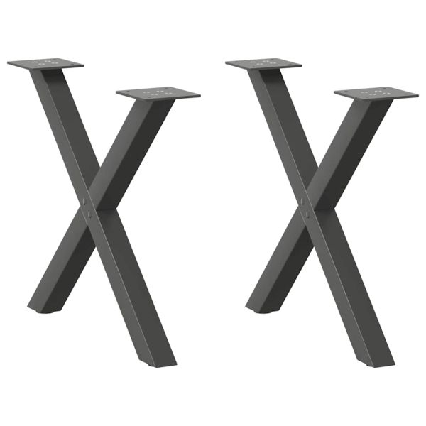 Крака за масичка за кафе, X-образни, 2 бр., антрацит, 50 x (42-43) см, стомана