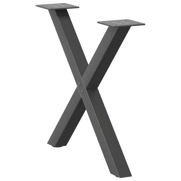 Крака за масичка за кафе, X-образни, 2 бр., антрацит, 50 x (42-43) см, стомана