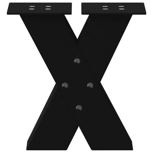 Крака за масичка за кафе, X-образни, 2 бр., черни, 30 x (30-31) см, стомана