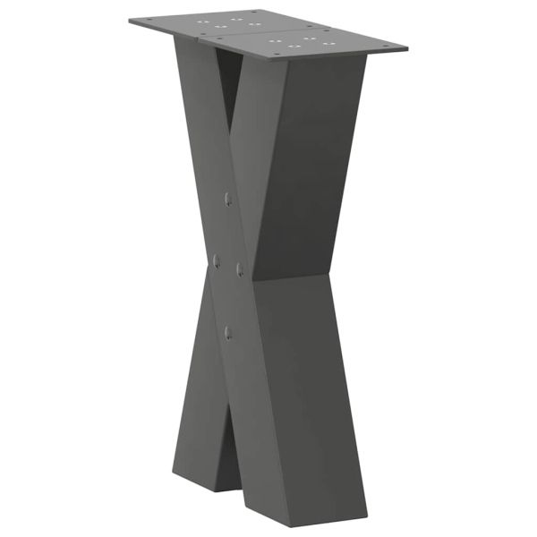 Крака за масичка за кафе, X-образни, 2 бр., антрацит, 38 x (42-43) см, стомана