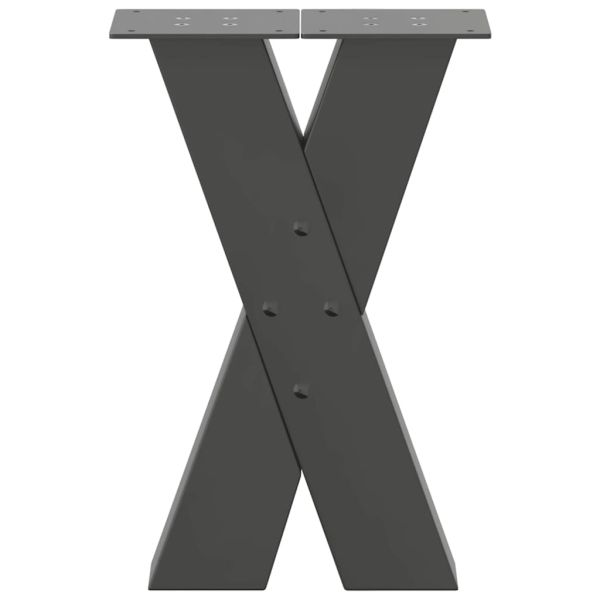Крака за масичка за кафе, X-образни, 2 бр., антрацит, 38 x (42-43) см, стомана