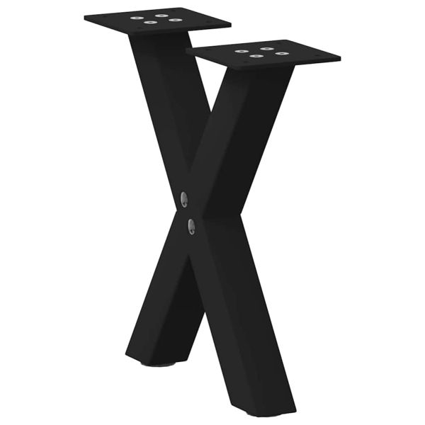 Крака за масичка за кафе, X-образни, 2 бр., черни, 37 x (30-31) см, стомана