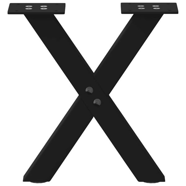 Крака за масичка за кафе, X-образни, 2 бр., черни, 37 x (30-31) см, стомана