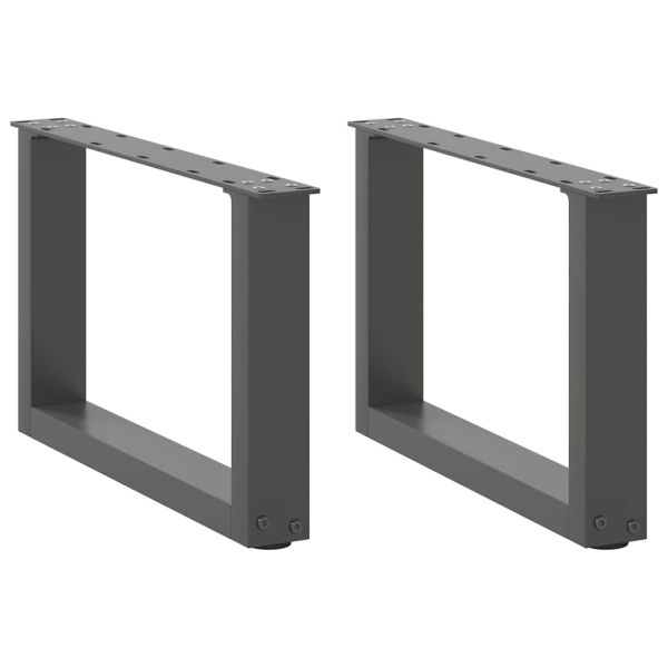 Крака за масичка за кафе, U-образни, 2 бр., антрацит, 50x(30-31) см, стомана
