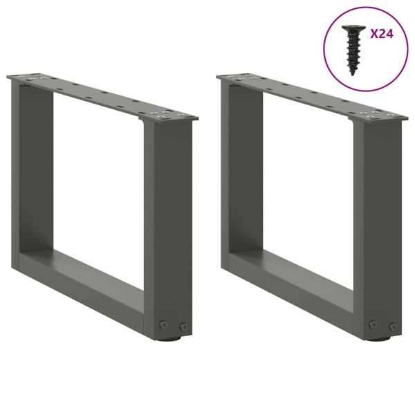 Крака за масичка за кафе, U-образни, 2 бр., антрацит, 50x(30-31) см, стомана